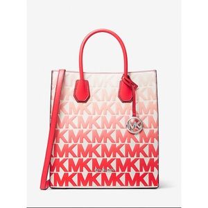 NWT Michael Kors Mercer Medium Red Graphic Logo Print Crossbody Bag